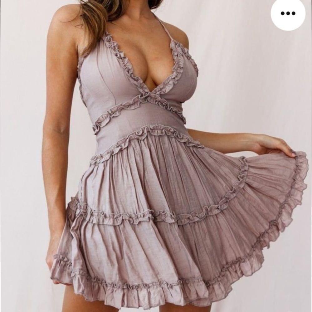Saints + Secrets Low Back Cami Strap Dress (Nude Pink Beige)